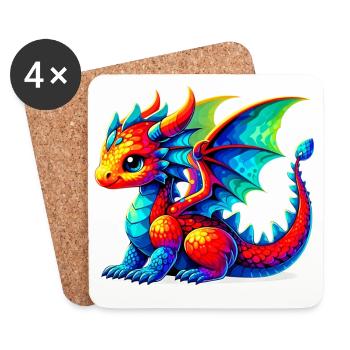 Drache - Untersetzer (4er-Set) - Weiß - Vorne