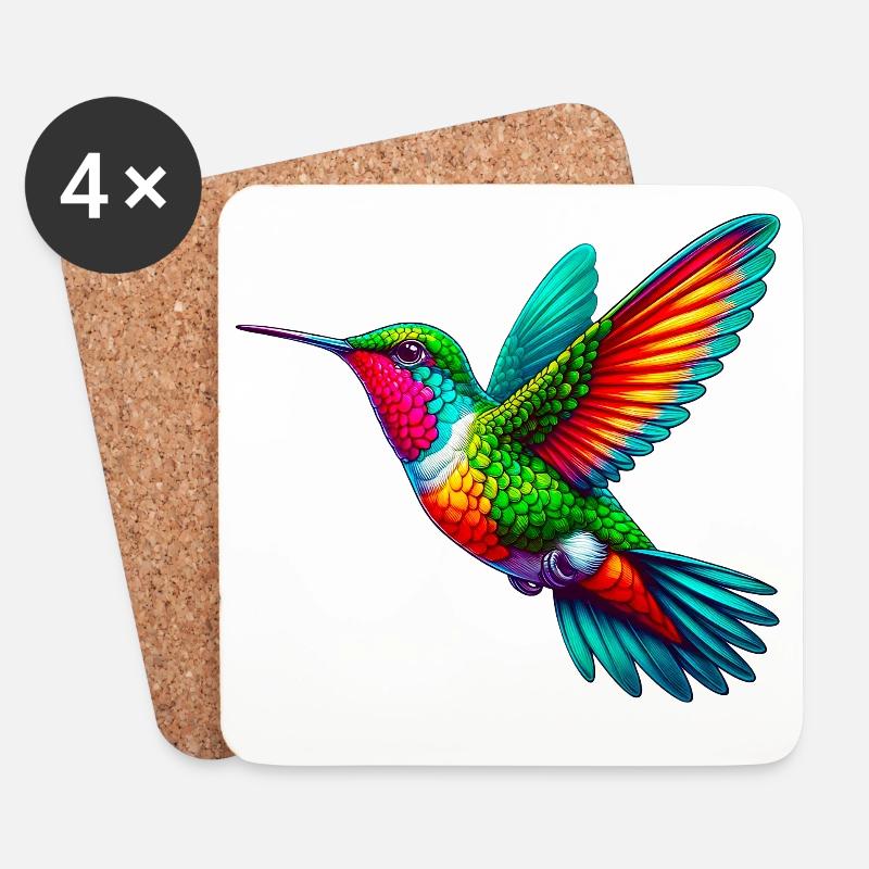 Kolibri - Untersetzer (4er-Set) - Weiß