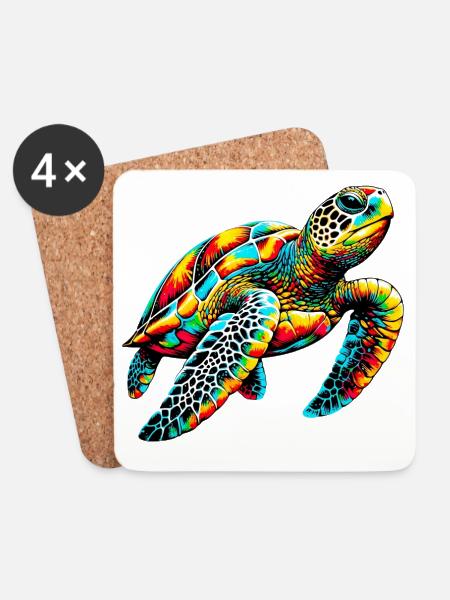 Schildkröte - Untersetzer (4er-Set) - Weiß