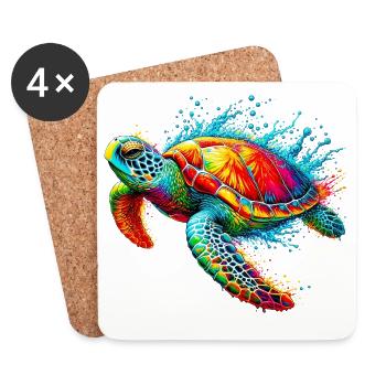 Schildkröte - Untersetzer (4er-Set) - Weiß - Vorne