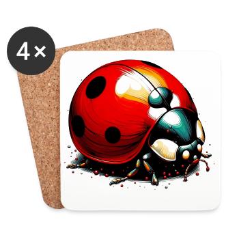 Ladybird - Coasters (set of 4) - white - Front