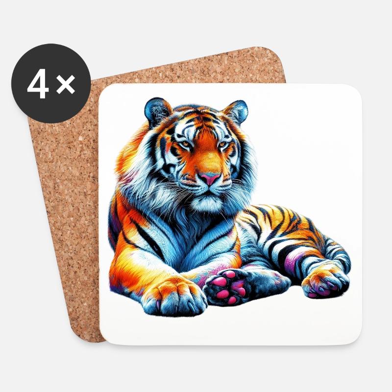 Tiger - Coasters (set of 4) - white