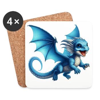 Dragon - Dessous de verre (lot de 4) - blanc - Devant