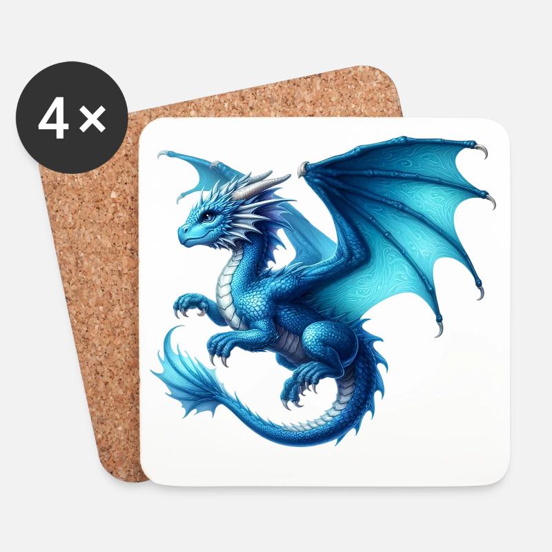 Drache - Untersetzer (4er-Set) - Weiß