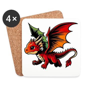 Drache - Untersetzer (4er-Set) - Weiß - Vorne