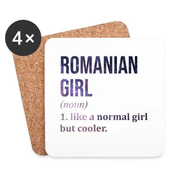 Roumanie - Dessous de verre (lot de 4) - blanc - Devant