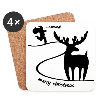 Rentier wartet auf den Weihnachtsmann - Untersetzer (4er-Set) - Weiß - Vorne