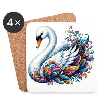 Cygne - Dessous de verre (lot de 4) - blanc - Devant