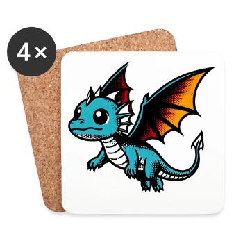 Drache - Untersetzer (4er-Set) - Weiß - Vorne