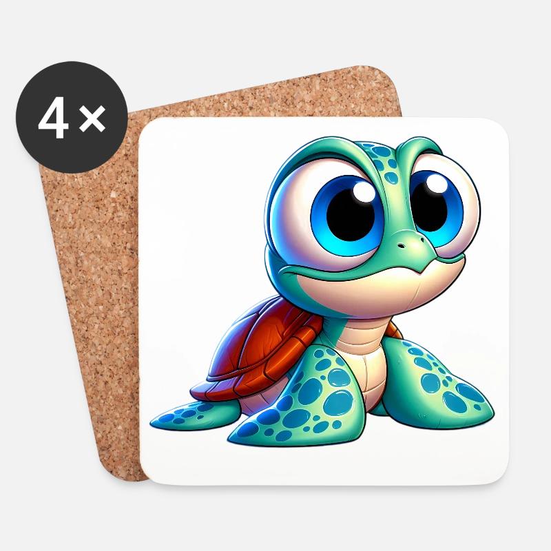 Schildkröte - Untersetzer (4er-Set) - Weiß