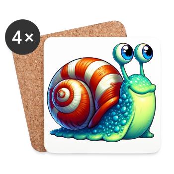 Schnecke - Untersetzer (4er-Set) - Weiß - Vorne