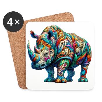 Rhinoceros - Coasters (set of 4) - white - Front