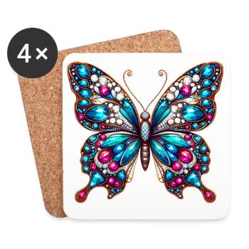 Papillon - Dessous de verre (lot de 4) - blanc - Devant
