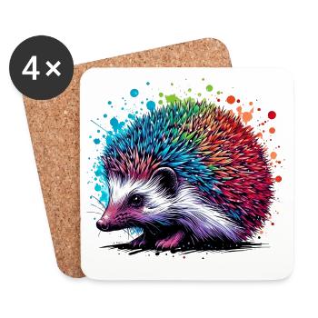 Igel - Untersetzer (4er-Set) - Weiß - Vorne