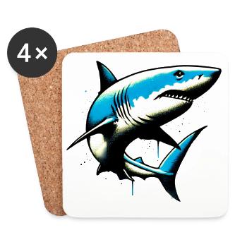 Requin - Dessous de verre (lot de 4) - blanc - Devant