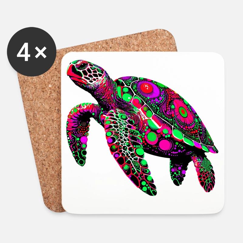Schildkröte - Untersetzer (4er-Set) - Weiß