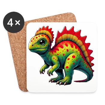 Dinosaure - Dessous de verre (lot de 4) - blanc - Devant