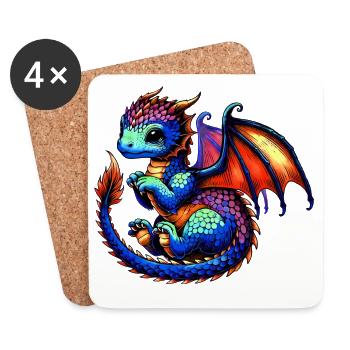 Drache - Untersetzer (4er-Set) - Weiß - Vorne
