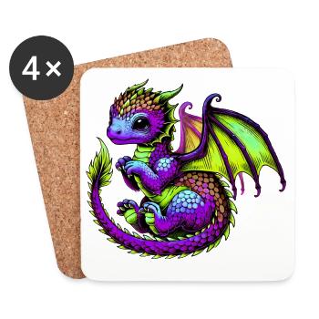 Drache - Untersetzer (4er-Set) - Weiß - Vorne