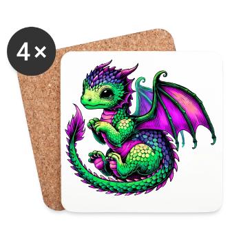 Dragon - Coasters (set of 4) - white - Front
