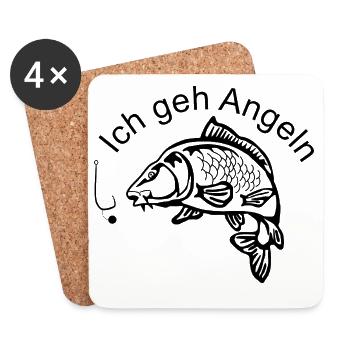 Elegante Karpfensilhouette - Untersetzer (4er-Set) - Weiß - Vorne