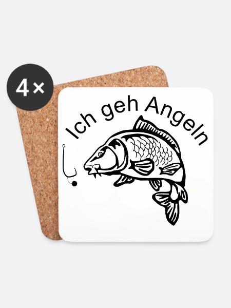 Elegante Karpfensilhouette - Untersetzer (4er-Set) - Weiß