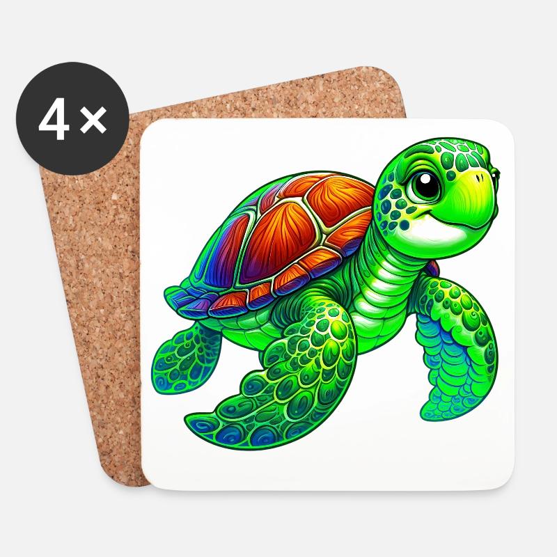 Schildkröte - Untersetzer (4er-Set) - Weiß