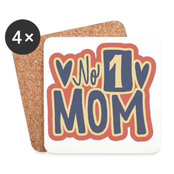 No. 1 Mom Vintage Motif - Coasters (set of 4) - white - Front