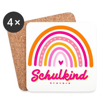 Schulkind Retro-Regenbogen Einschulung Mädchen - Untersetzer (4er-Set) - Weiß - Vorne
