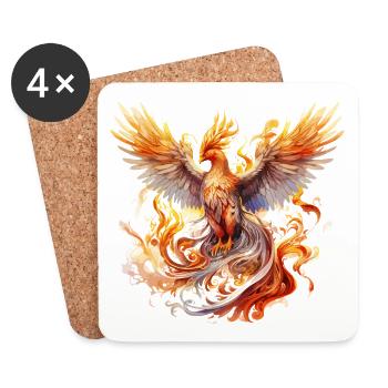Phénix Phénix Feu Flammes Oiseau Mythologie - Dessous de verre (lot de 4) - blanc - Devant