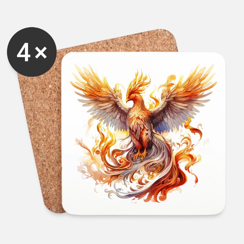Phönix Phoenix Feuer Flammen Vogel Mythologie - Untersetzer (4er-Set) - Weiß