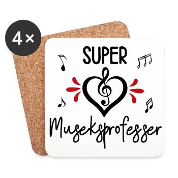 Super Prof de Musique – Cadeau Unique et Fun - Dessous de verre (lot de 4) - blanc - Devant