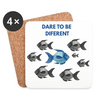 Osez être différent bleu - Dessous de verre (lot de 4) - blanc - Devant