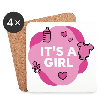 C’est une baby shower de bébé fille - Dessous de verre (lot de 4) - blanc - Devant