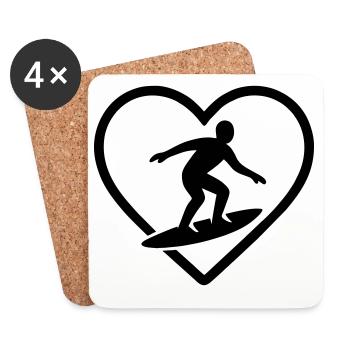 Surfing Heart - Coasters (set of 4) - white - Front