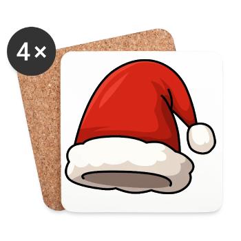 Illustration de chapeau de Père Noël - Dessous de verre (lot de 4) - blanc - Devant