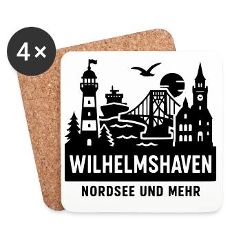 wilhelmshaven silhouette stadt friesland moin  - Untersetzer (4er-Set) - Weiß - Vorne
