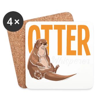 Otterflüsterer Seeotter Cartoon - Untersetzer (4er-Set) - Weiß - Vorne