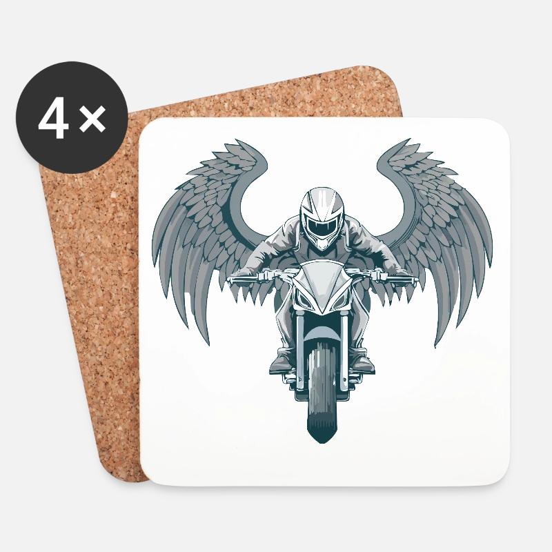 Engel Flügel Motorrad - Untersetzer (4er-Set) - Weiß