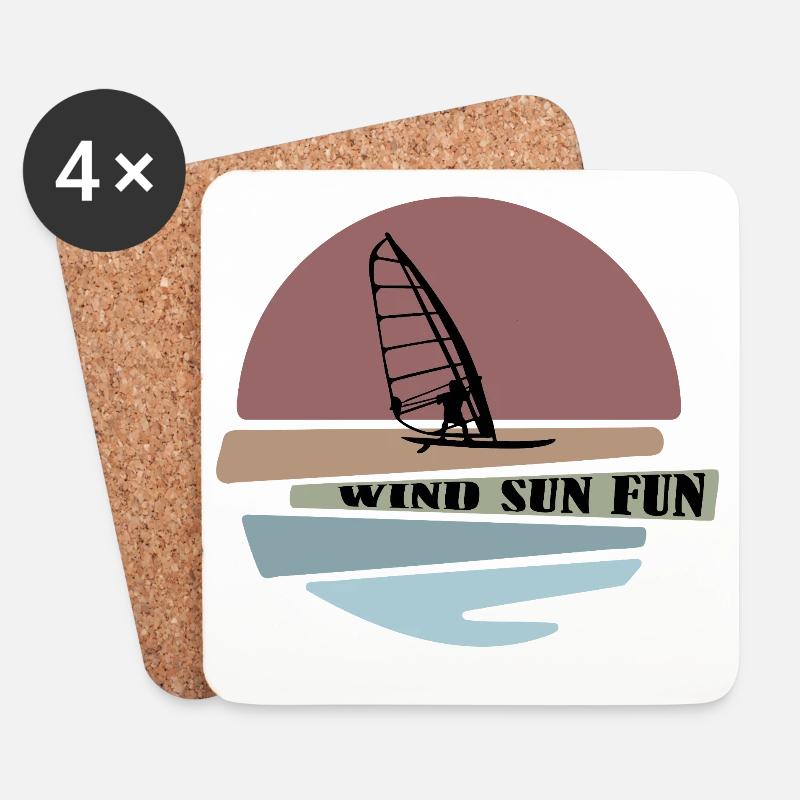 Windsurf Sonnenuntergang Fun Design - Untersetzer (4er-Set) - Weiß