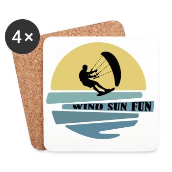 Wind Sonne Fun Kitesurfer - Untersetzer (4er-Set) - Weiß - Vorne