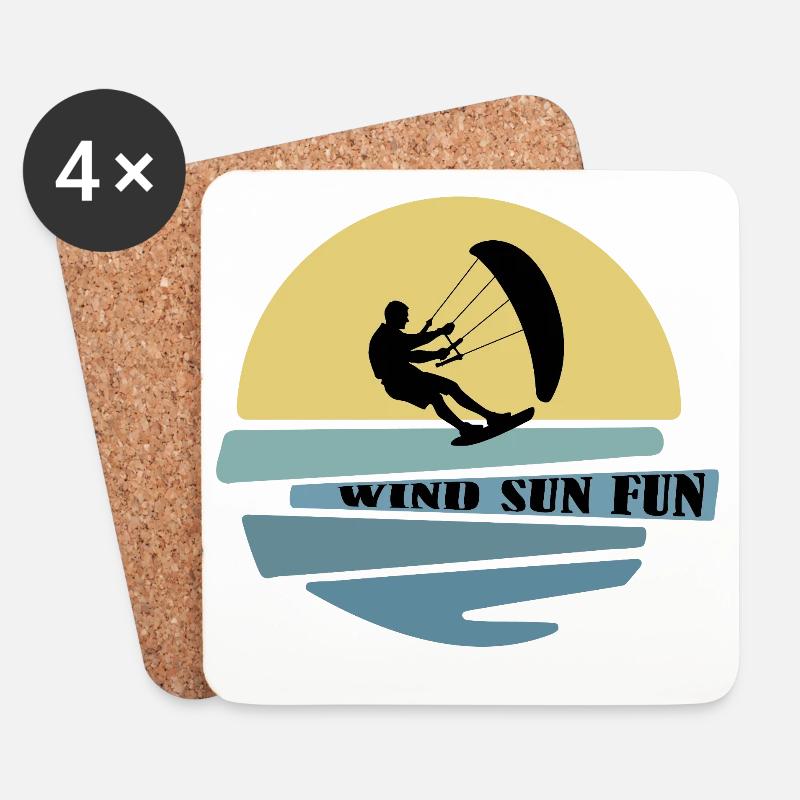 Wind Sonne Fun Kitesurfer - Untersetzer (4er-Set) - Weiß