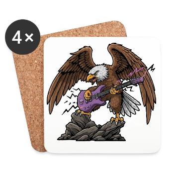 Aigle avec guitare violette sur rocher - Dessous de verre (lot de 4) - blanc - Devant