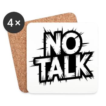 No Talk Distressed Typography - Coasters (set of 4) - white - Front