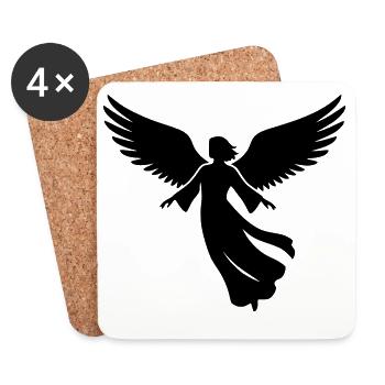 angel-angel-wing-silhouette-simple-2 - Coasters (set of 4) - white - Front