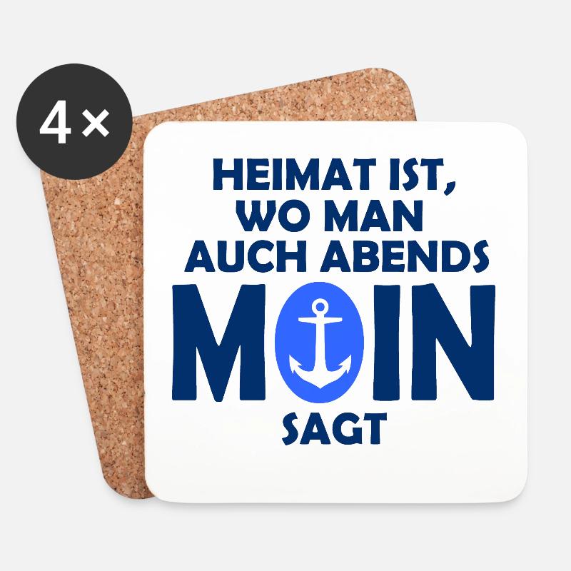 Heimat ist, wo man auch abends MOIN sagt! - Untersetzer (4er-Set) - Weiß