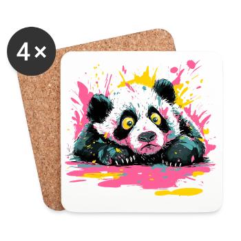 Panda Splash Pop Art Paint Splash - Coasters (set of 4) - white - Front