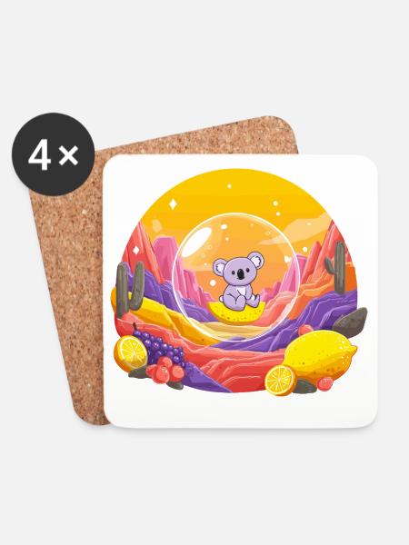 Koala im Glaskugel-Wunderland - Untersetzer (4er-Set) - Weiß