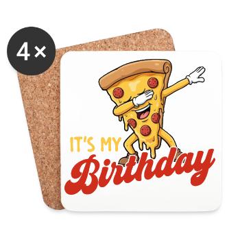 Es ist meine Geburtstags-Dabbing-Pizza-Witzparty. - Untersetzer (4er-Set) - Weiß - Vorne