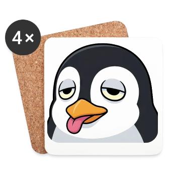 Funny Penguin Cartoon Annoyed Tongue Sticking Out - Coasters (set of 4) - white - Front